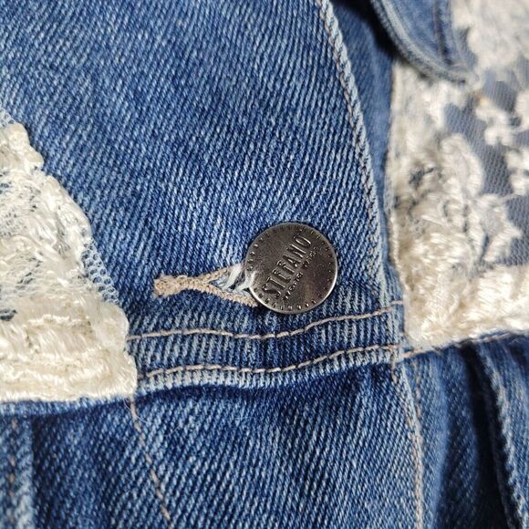 VTG Stefano International Jacket Small Blue Denim Lace Crop 90s Cottagecore - Picture 5 of 12